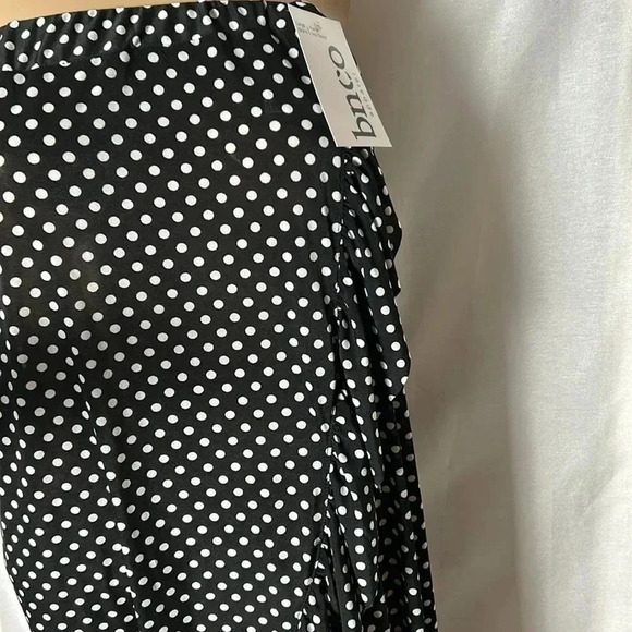 Vtg Faux wrap ,flare,ruffle skirt,NWT, polka dots,B&W,festival,gypsy,cottagecore - Picture 13 of 15